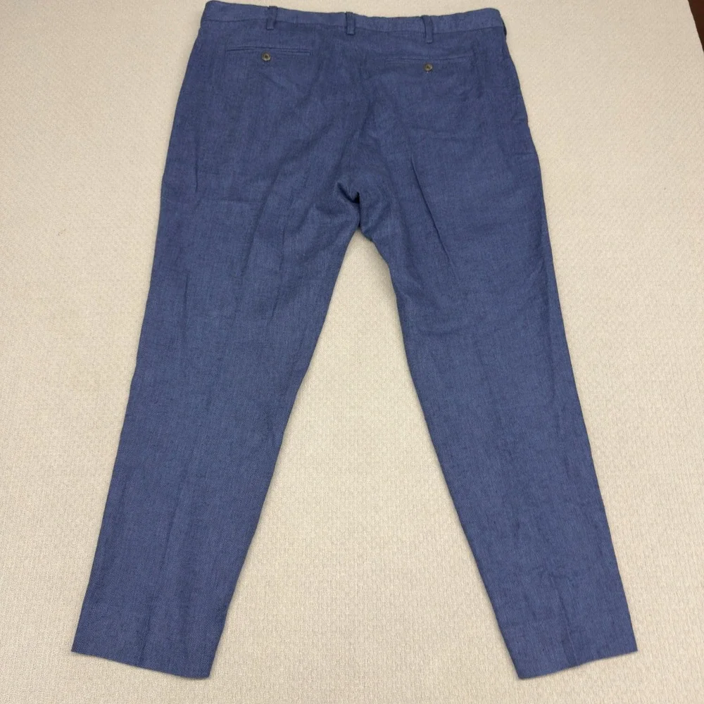 Banana Republic Pants Mens 38x30 Tailored Fit Blue Herringbone Linen Blend